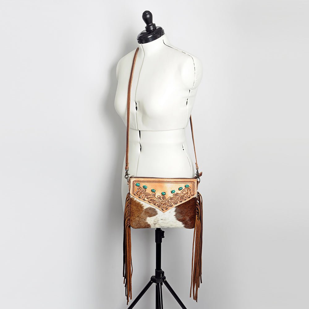 American Darling Cross Body Hand Tooled Hair on-Genuine Leather Western Women Bag Handbag Purse | Crossbody for Cute
