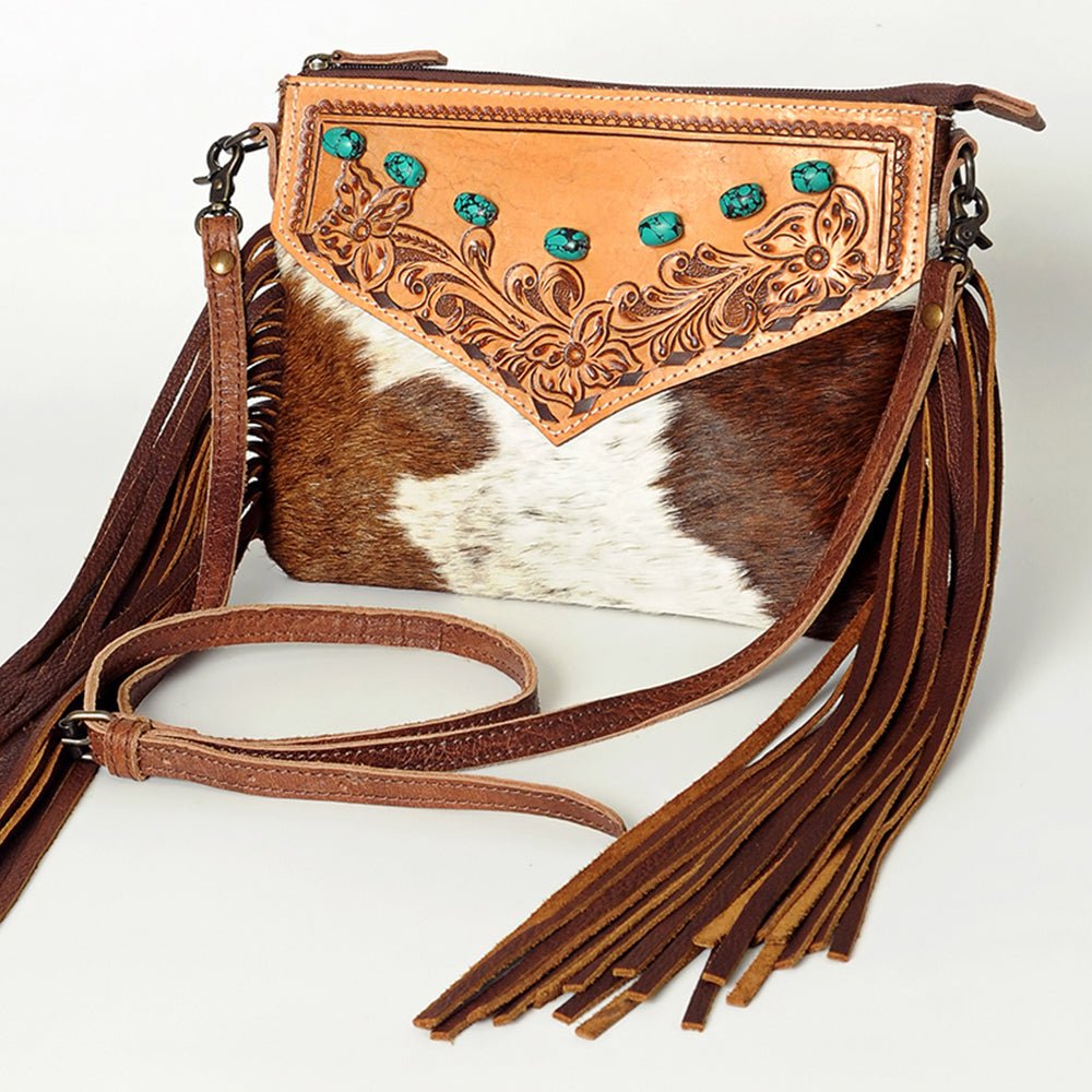 American Darling Cross Body Hand Tooled Hair on-Genuine Leather Western Women Bag Handbag Purse | Crossbody for Cute