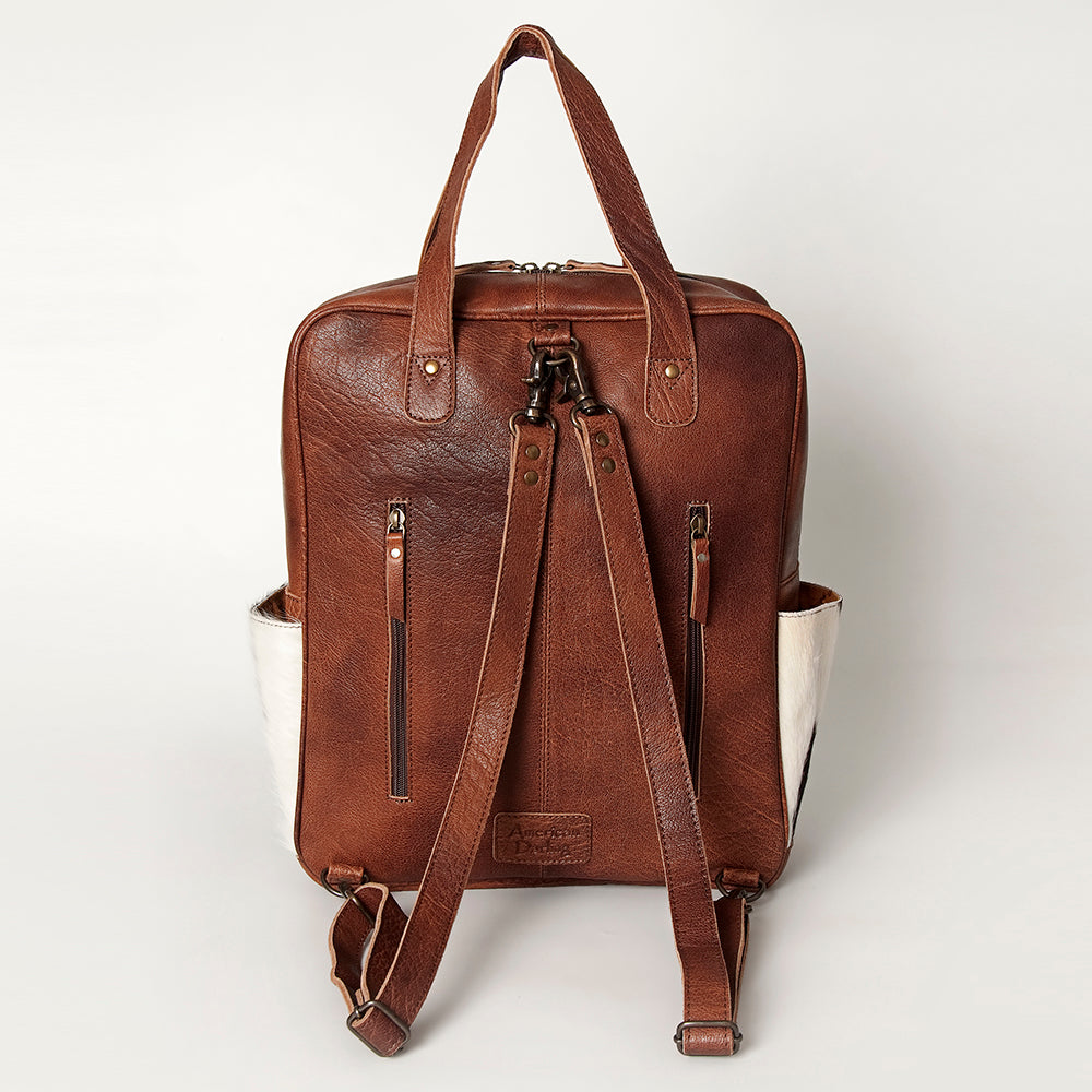 American Darling Backpack, Hand Tooled Floral Leather, Hair-On Cowhide & Woven Saddle Blanket, Western Style Genuine Leather