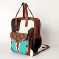 American Darling Backpack, Hand Tooled Floral Leather, Hair-On Cowhide & Woven Saddle Blanket, Western Style Genuine Leather