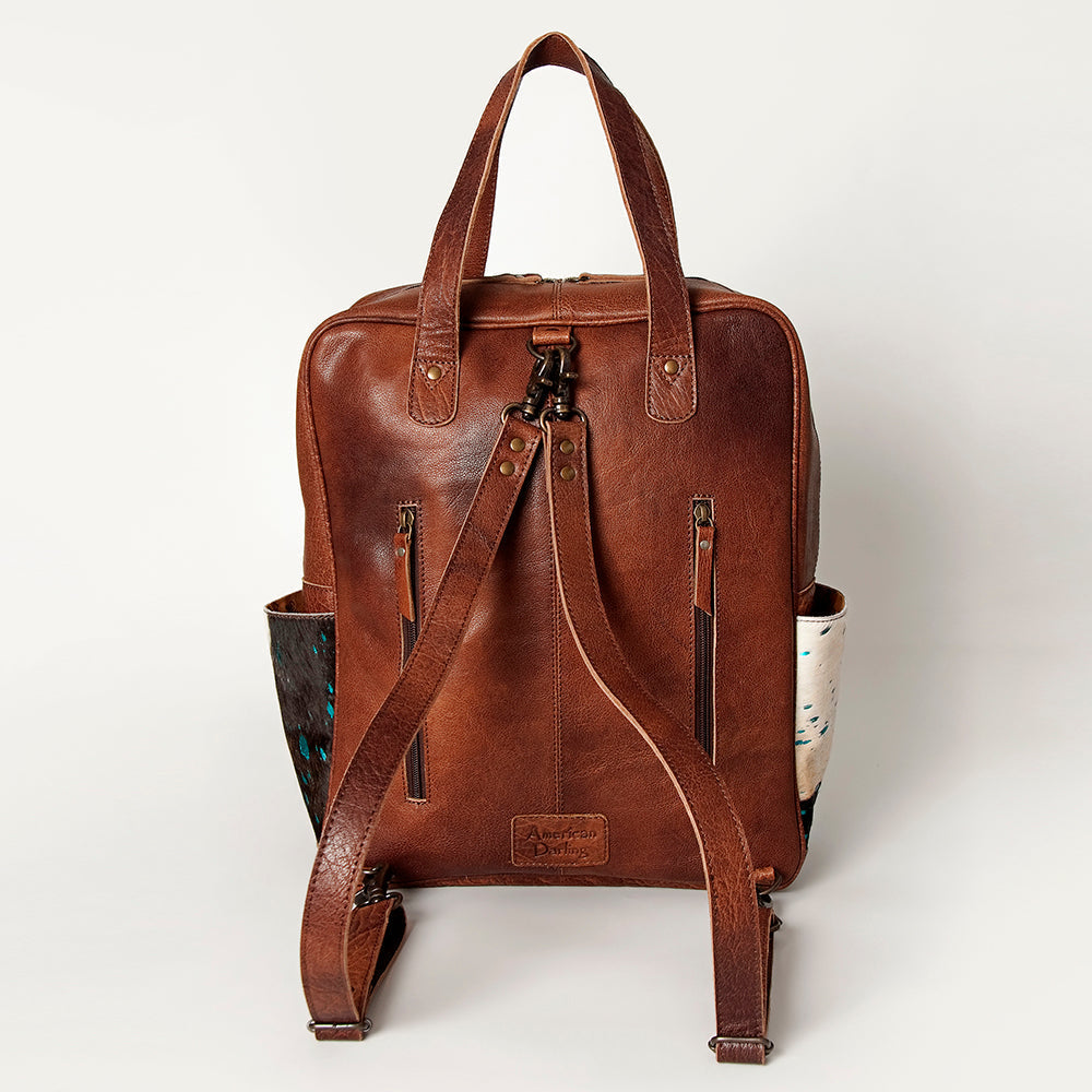 American Darling Backpack, Hand Tooled Floral Leather, Hair-On Cowhide & Woven Saddle Blanket, Western Style Genuine Leather
