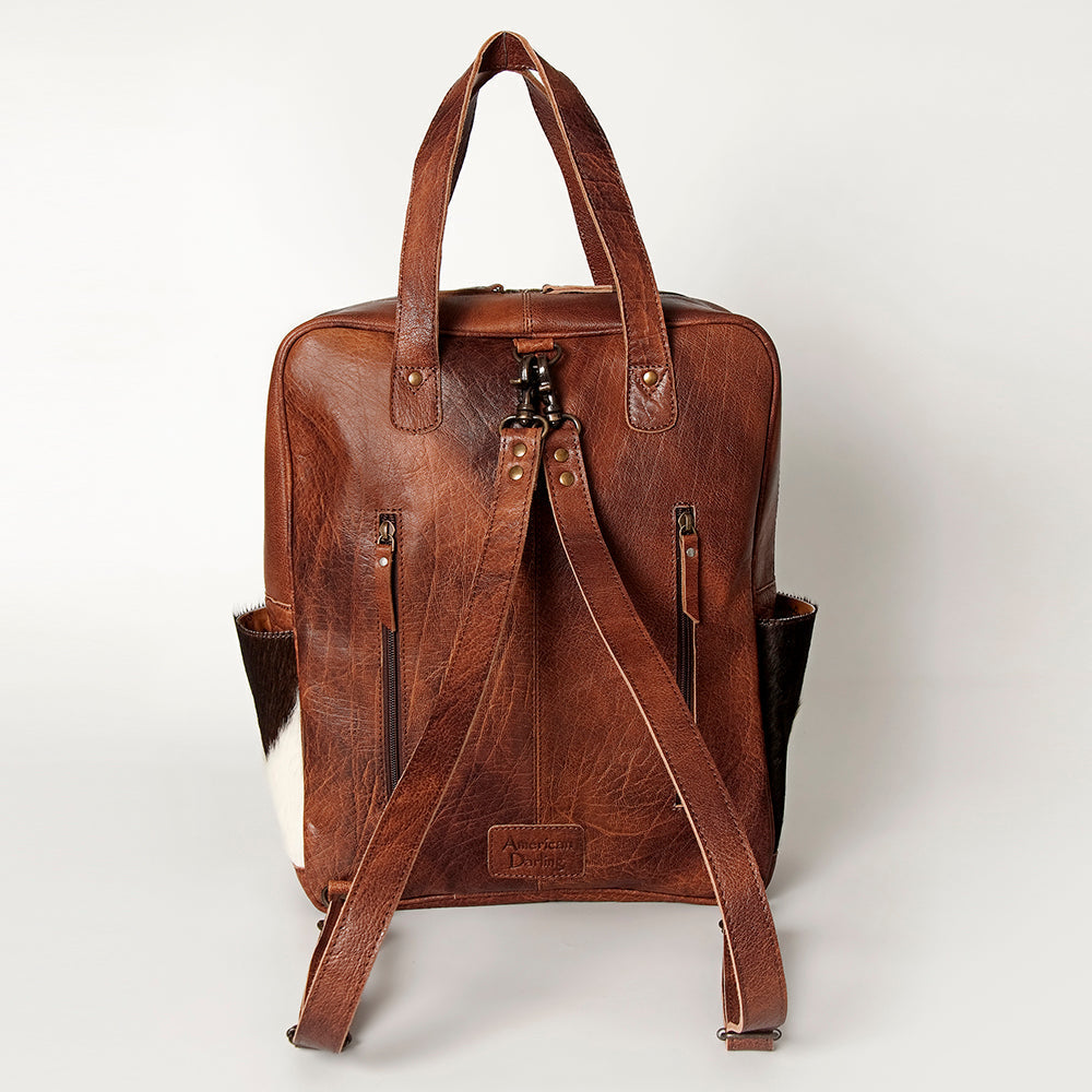 American Darling Backpack, Hand Tooled Floral Leather, Hair-On Cowhide & Woven Saddle Blanket, Western Style Genuine Leather