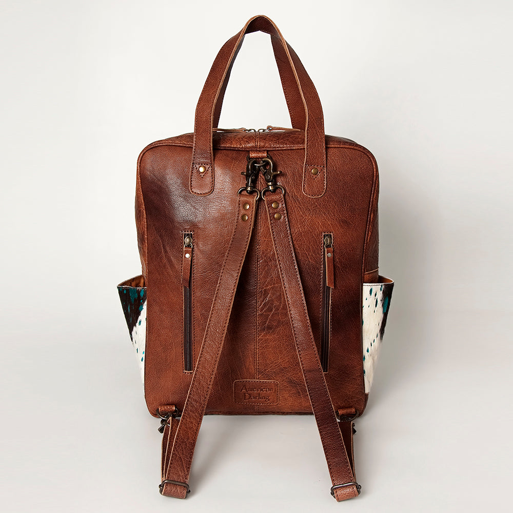 American Darling Backpack, Hand Tooled Floral Leather, Hair-On Cowhide & Woven Saddle Blanket, Western Style Genuine Leather