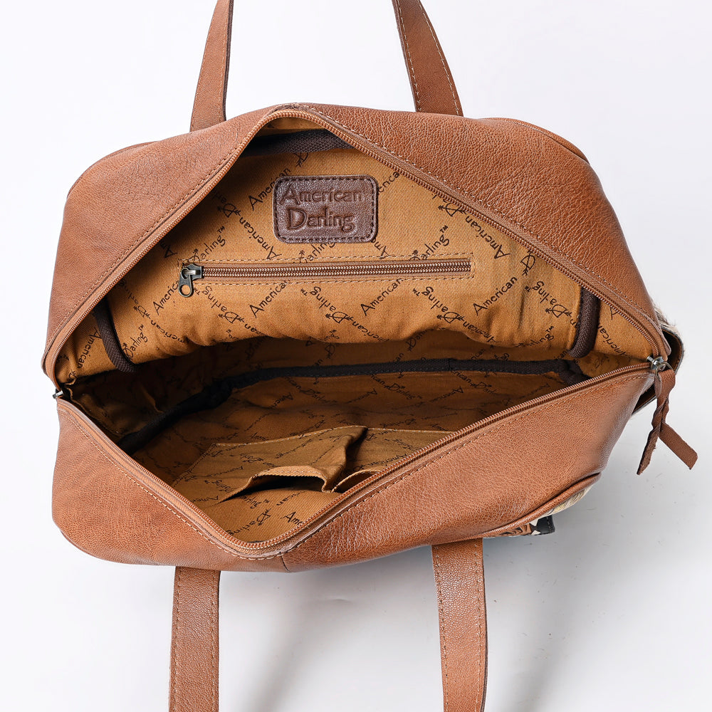 American Darling Backpack, Hand Tooled Floral Leather, Hair-On Cowhide & Woven Saddle Blanket, Western Style Genuine Leather