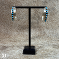 Large Feathered Hoop With Kingman Turquoise Earrings By Chester Charley