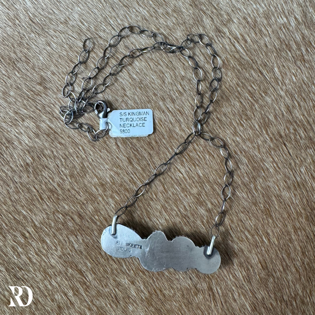 Multi-stone Kingman Turquoise Bar Necklace By Eli Skeets — view 4