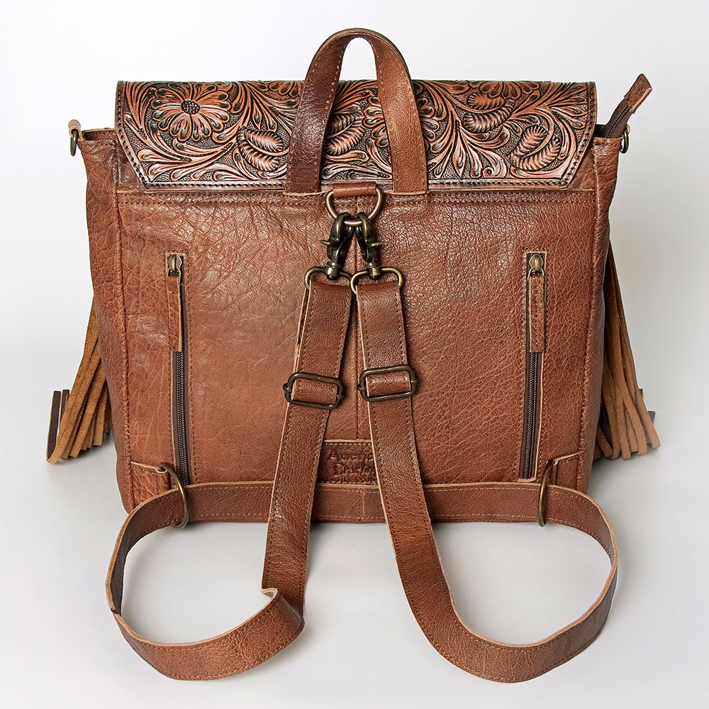 American Darling Messenger Bag for Women, Hand Tooled Floral Leather, Hair-On Cowhide, Saddle Blanket, Genuine Western Leather