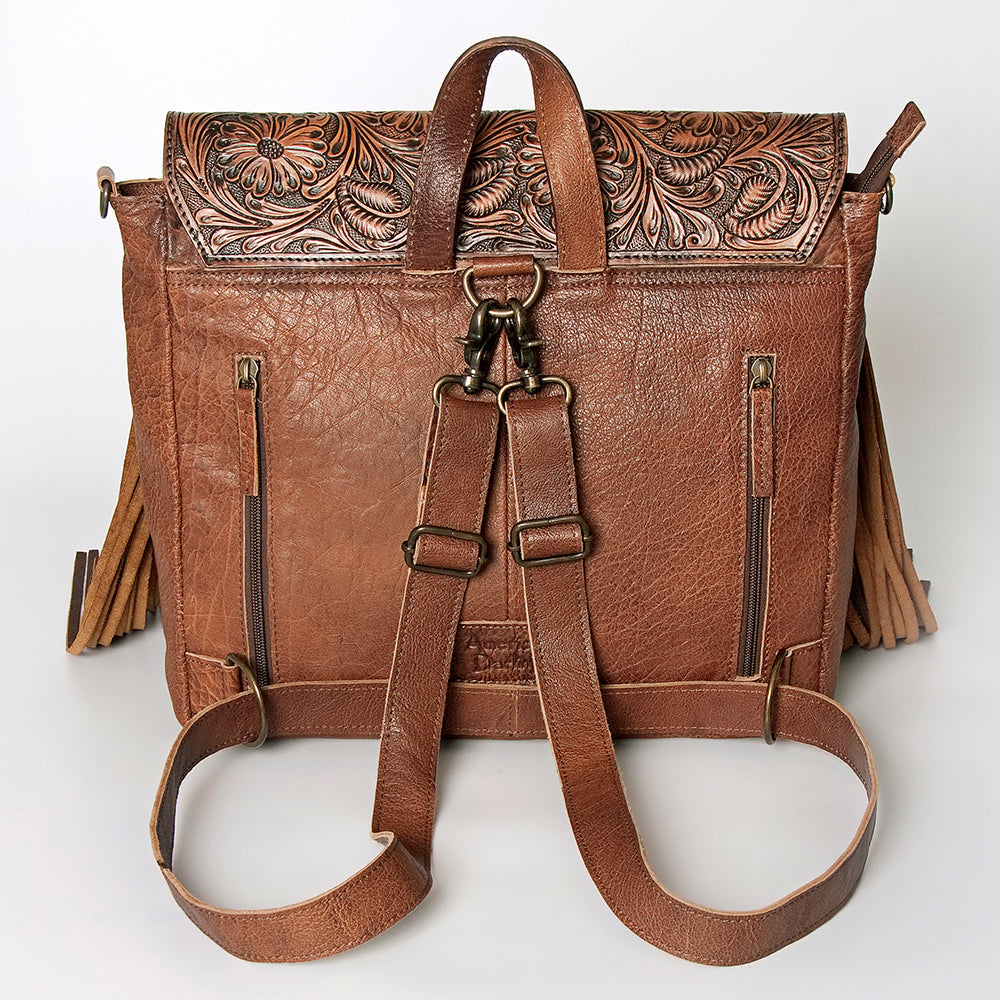 American Darling Messenger Bag for Women, Hand Tooled Floral Leather, Hair-On Cowhide, Saddle Blanket, Genuine Western Leather