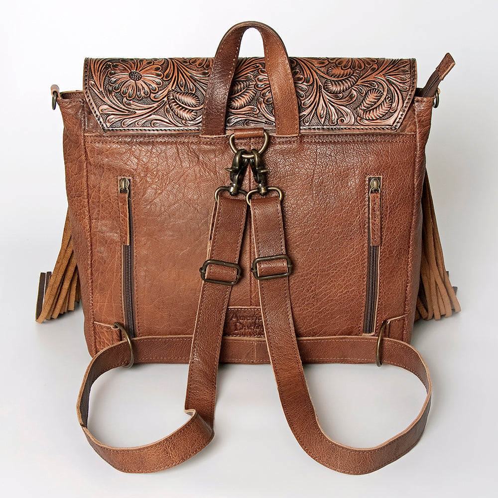 American Darling Messenger Bag for Women, Hand Tooled Floral Leather, Hair-On Cowhide, Saddle Blanket, Genuine Western Leather