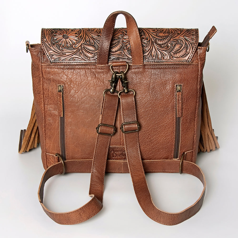 American Darling Messenger Bag for Women, Hand Tooled Floral Leather, Hair-On Cowhide, Saddle Blanket, Genuine Western Leather