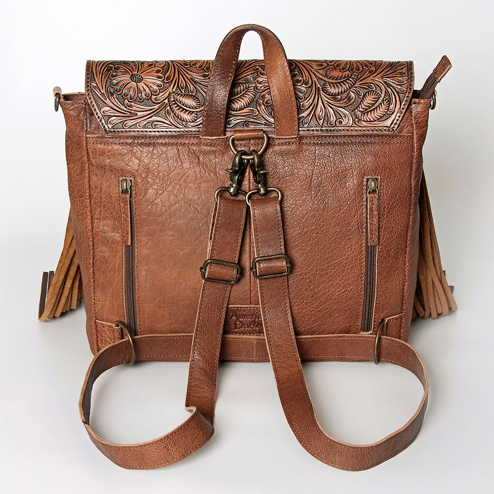 American Darling Messenger Bag for Women, Hand Tooled Floral Leather, Hair-On Cowhide, Saddle Blanket, Genuine Western Leather