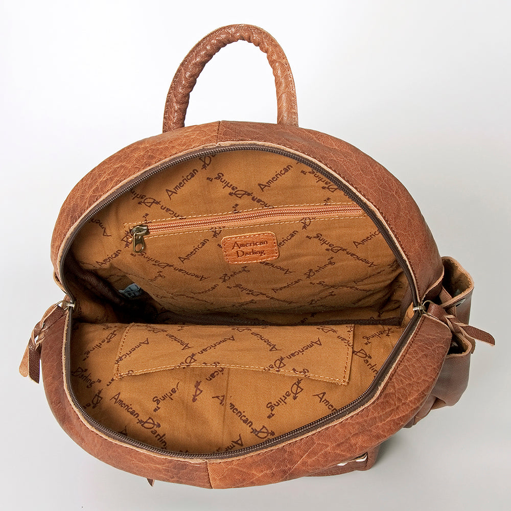 American Darling Backpack for Women, Hand Woven Saddle Blanket, Western Style Genuine Leather, Buck Stitched Travel Bag