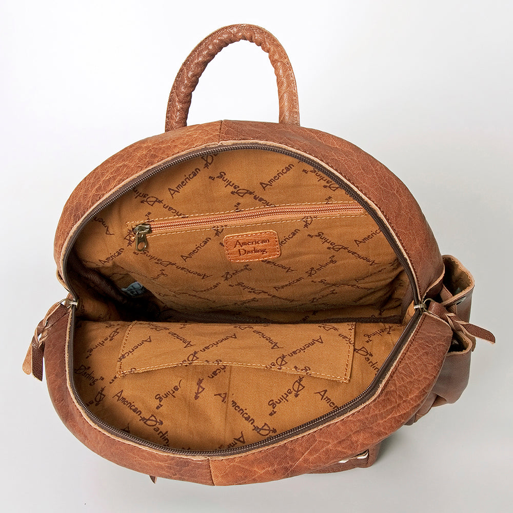 American Darling Backpack for Women, Hand Woven Saddle Blanket, Western Style Genuine Leather, Buck Stitched Travel Bag