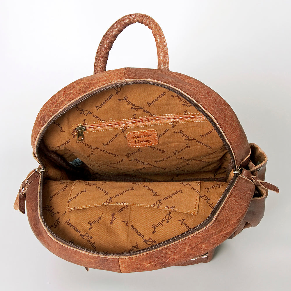 American Darling Backpack for Women, Hand Woven Saddle Blanket, Western Style Genuine Leather, Buck Stitched Travel Bag