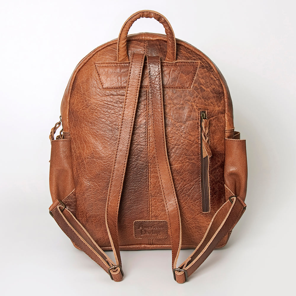 American Darling Backpack for Women, Hand Woven Saddle Blanket, Western Style Genuine Leather, Buck Stitched Travel Bag