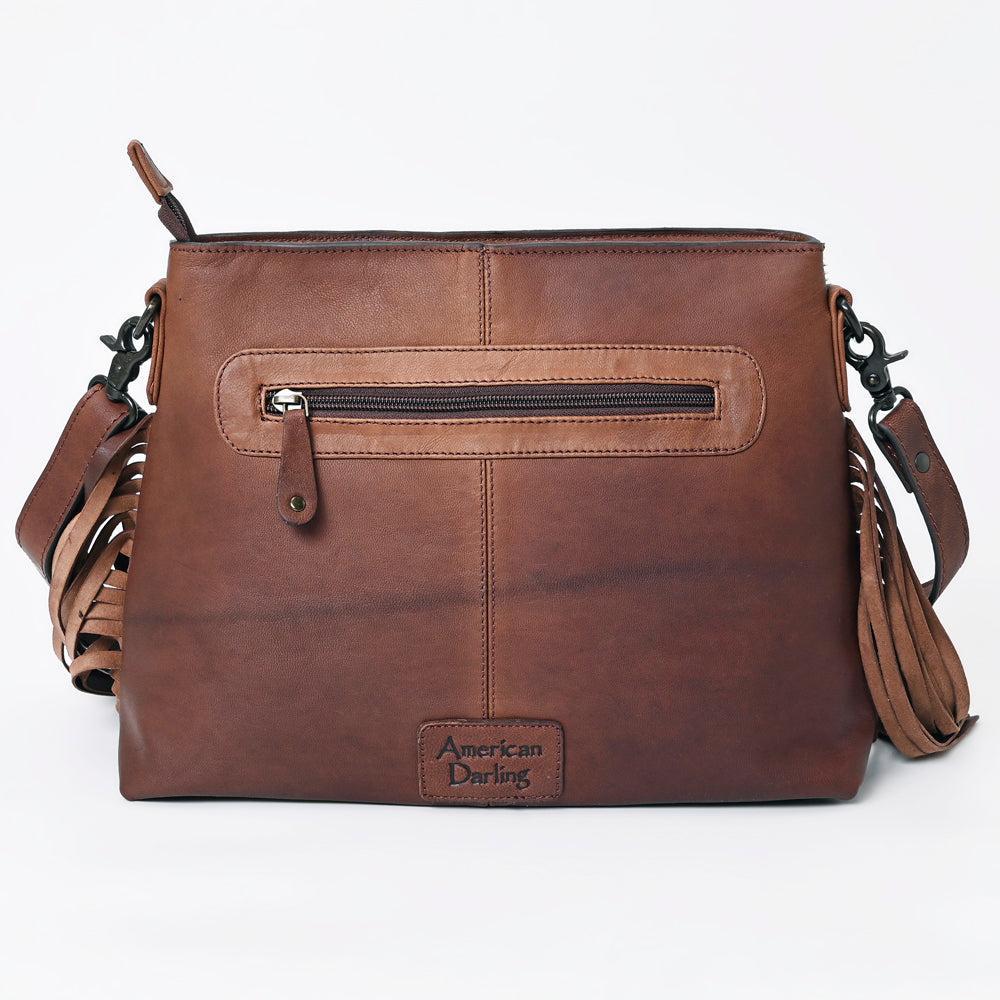 American Darling Hand-Tooled Hair-On Genuine Leather Crossbody Bag