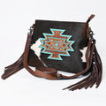 American Darling Hand-Tooled Hair-On Genuine Leather Crossbody Bag