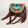 American Darling Hand-Tooled Saddle Blanket Hair-On Leather Messenger Bag