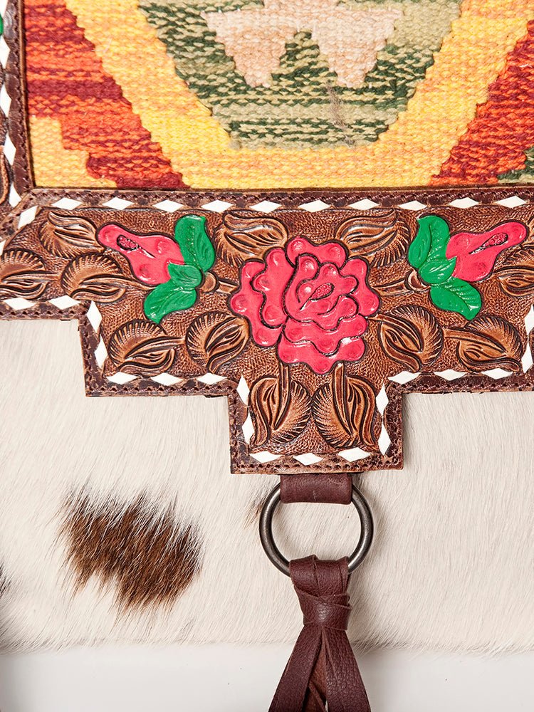 American Darling Crossbody Hand Tooled Hair-On Genuine Leather