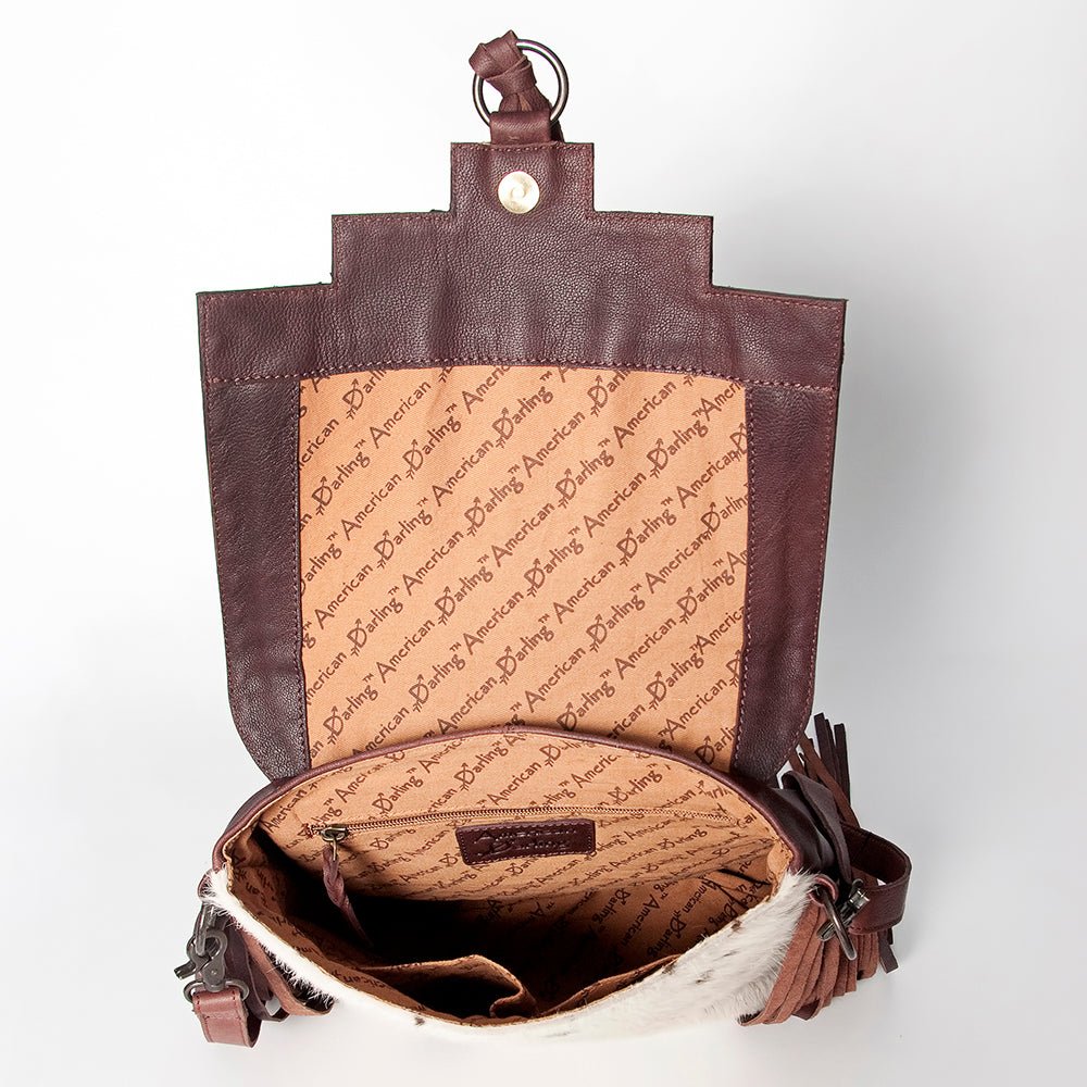 American Darling Crossbody Hand Tooled Hair-On Genuine Leather