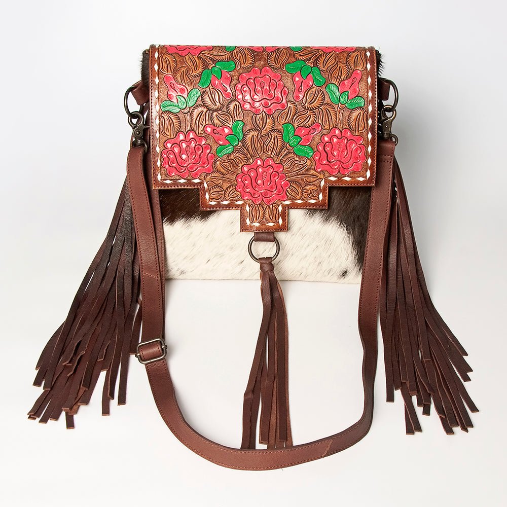 American Darling Crossbody Hand Tooled Hair-On Genuine Leather