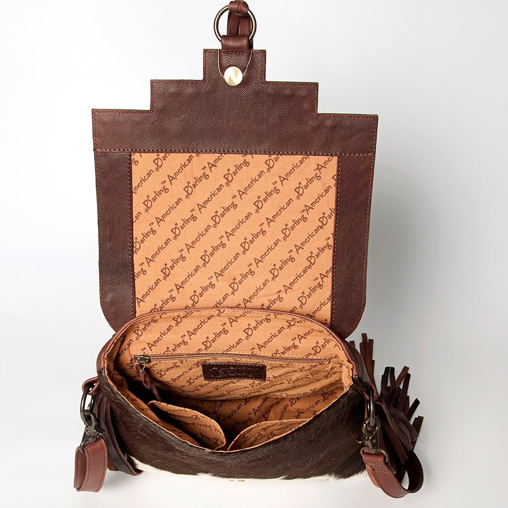 American Darling Crossbody Hand Tooled Hair-On Genuine Leather