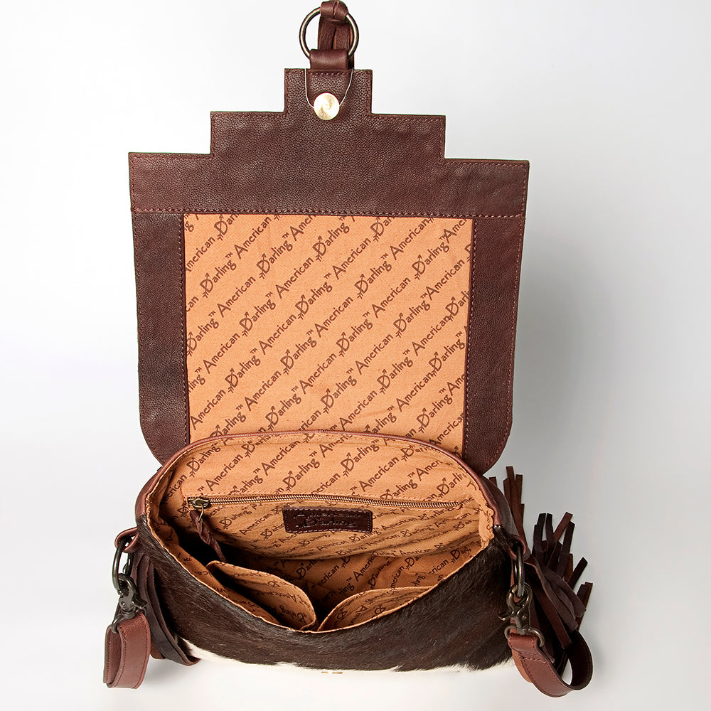 American Darling Cross Body II Hand Tooled Hair On Genuine Leather Women Bag Western Handbag Purse