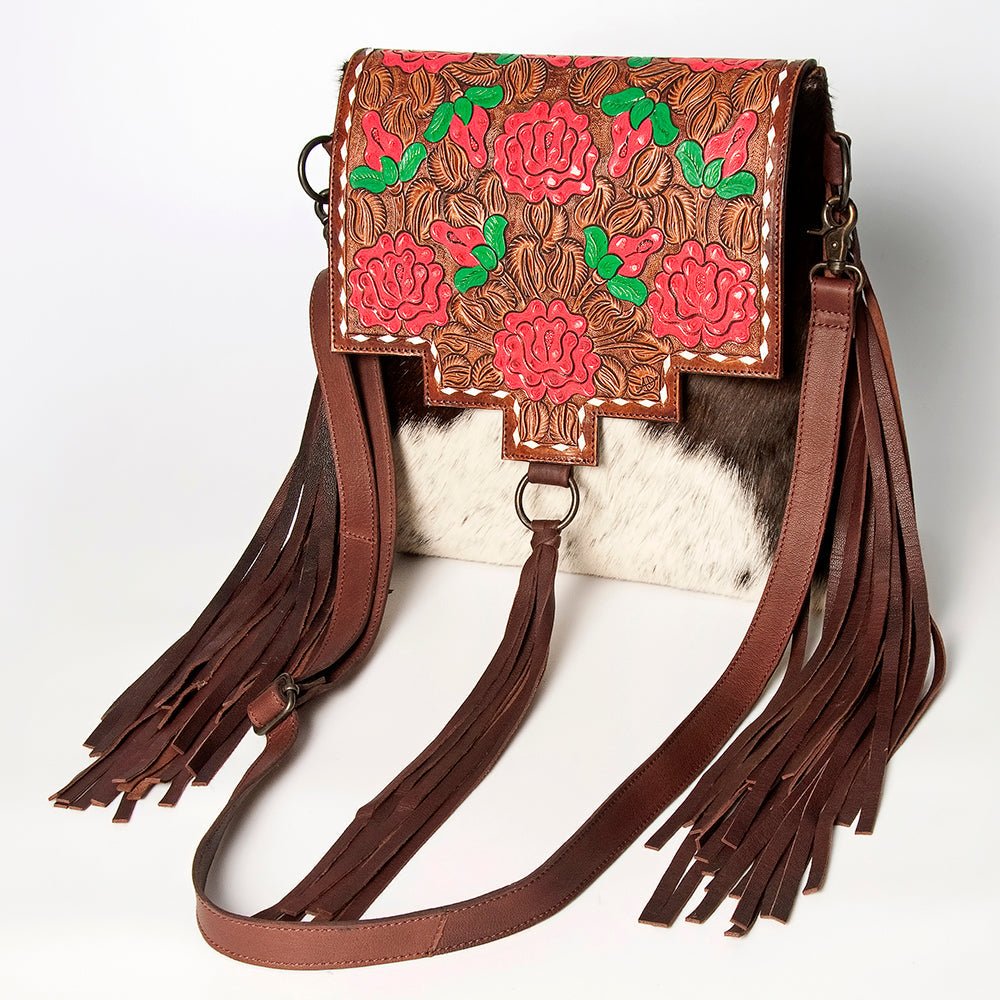 American Darling Crossbody Hand Tooled Hair-On Genuine Leather