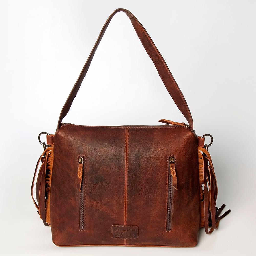 American Darling Hand-Tooled Hair-On Genuine Leather Crossbody Bag