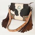 American Darling Hand-Tooled Hair-On Genuine Leather Crossbody Bag