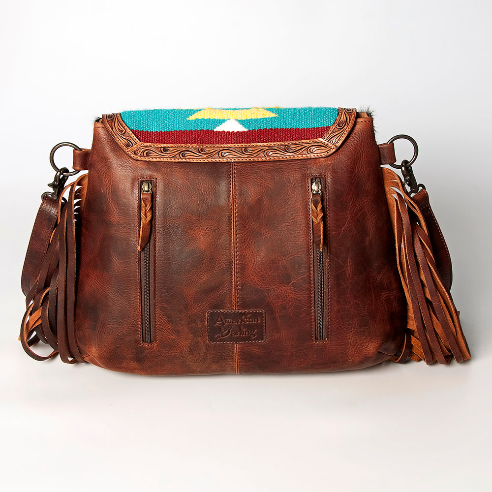American Darling Messenger Hand Tooled Hair-On Genuine Leather Women Bag Western Handbag Purse