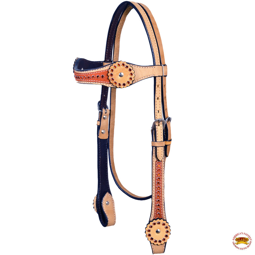 HILASON Western Horse Headstall Tack American Leather Tan | Headstall for Horses Western | Horse Headstall | Western Headstalls for Horses | Headstalls for Horses