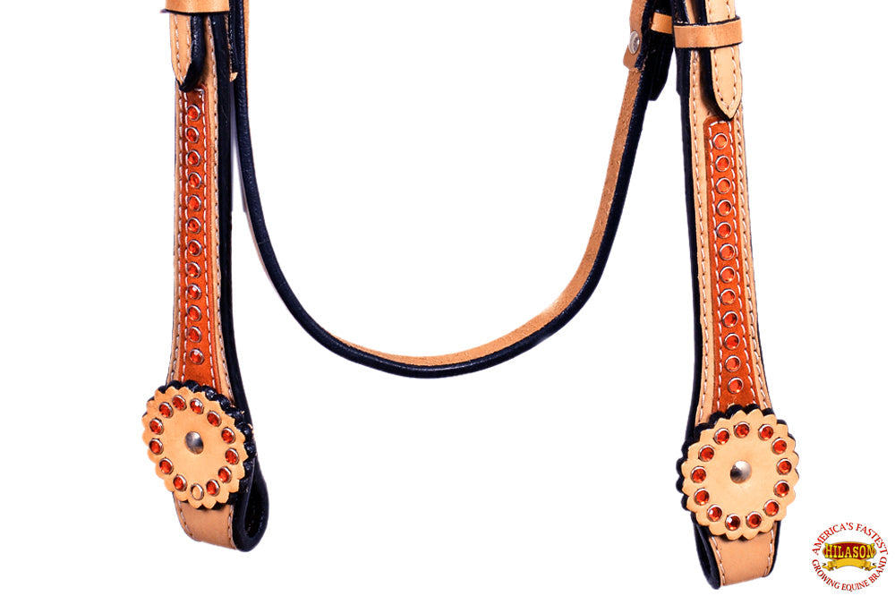 HILASON Western Horse Headstall Tack American Leather Tan | Headstall for Horses Western | Horse Headstall | Western Headstalls for Horses | Headstalls for Horses