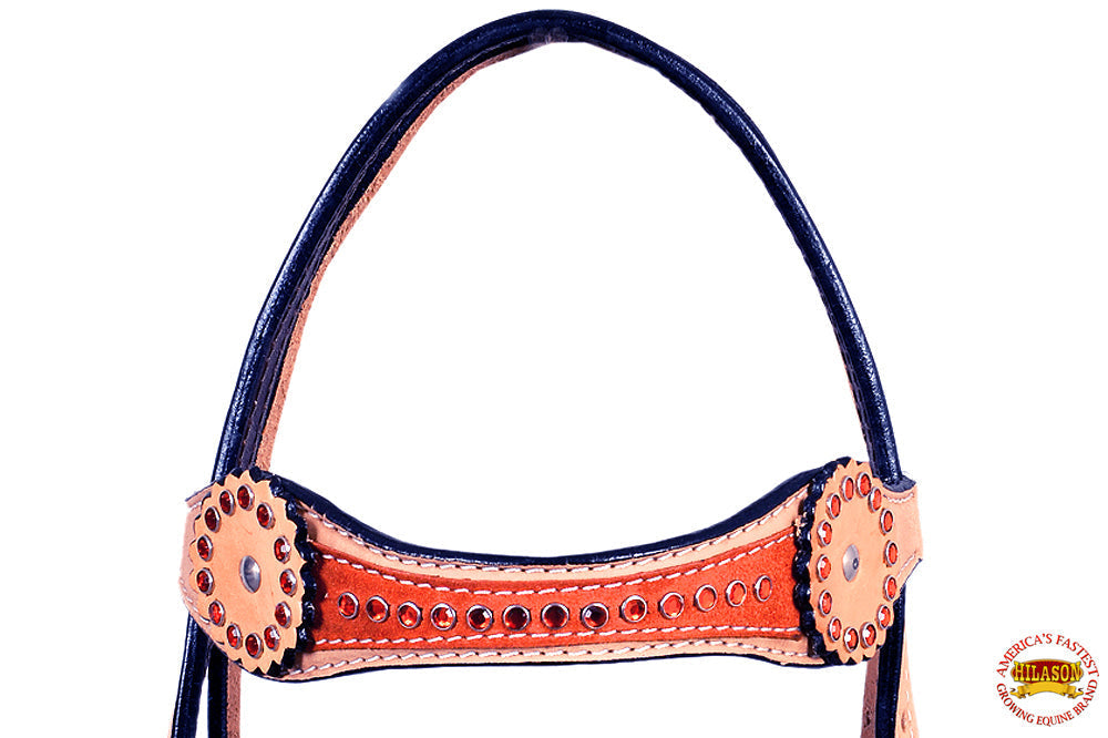 HILASON Western Horse Headstall Tack American Leather Tan | Headstall for Horses Western | Horse Headstall | Western Headstalls for Horses | Headstalls for Horses