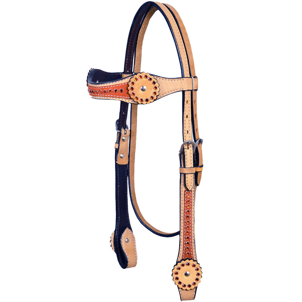 HILASON Western Horse Headstall Tack American Leather Tan | Headstall for Horses Western | Horse Headstall | Western Headstalls for Horses | Headstalls for Horses