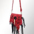 American Darling Cross body Bag Western Genuine Leather Handcrafted Purse with Fringes and Braided Strap