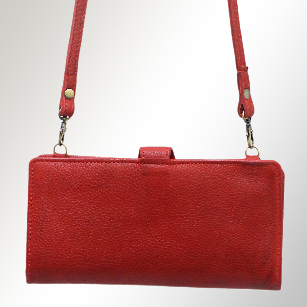 American Darling Wristlet Bag, Hand-Painted Genuine Leather, Western Vegetable Tanned Full Grain Leather Wallet Bag