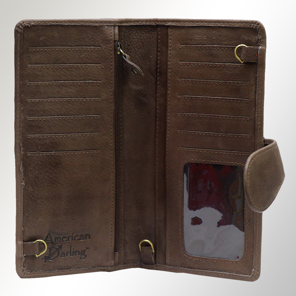 American Darling Wristlet Bag, Hand-Painted Genuine Leather, Western Vegetable Tanned Full Grain Leather Wallet Bag