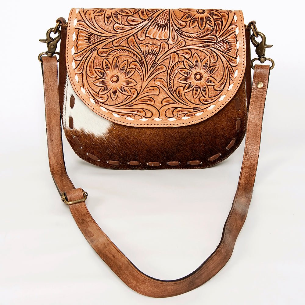 American Darling Messenger Hand Tooled Hair-On Genuine Leather