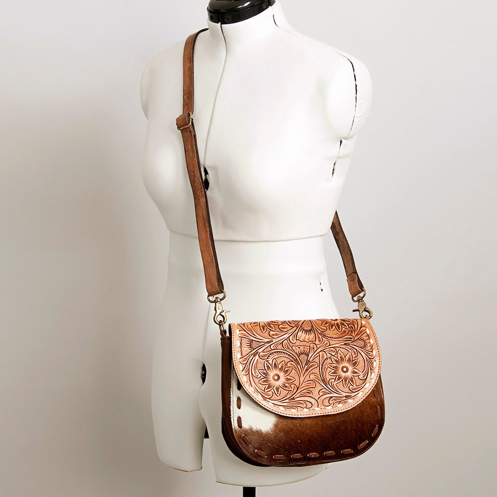 American Darling Messenger Hand Tooled Hair-On Genuine Leather