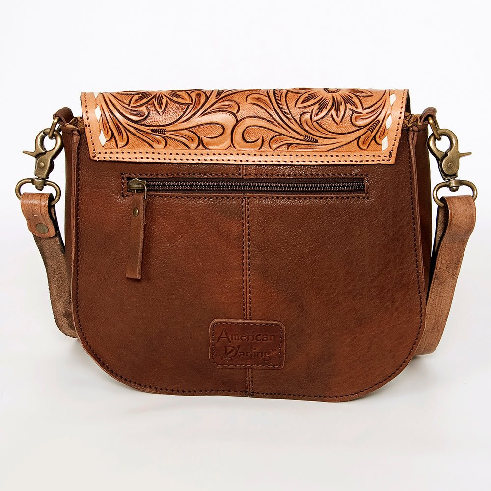 American Darling Messenger Hand Tooled Hair-On Genuine Leather