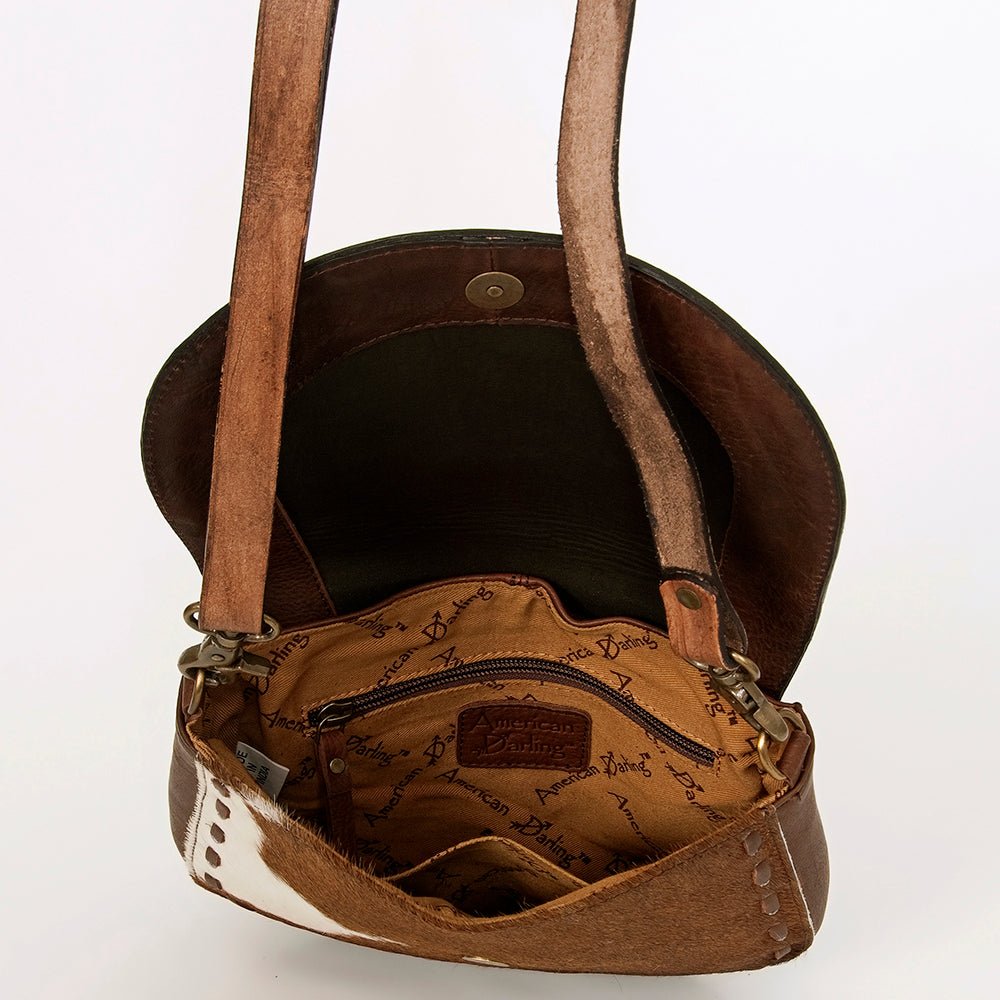 American Darling Messenger Hand Tooled Hair-On Genuine Leather