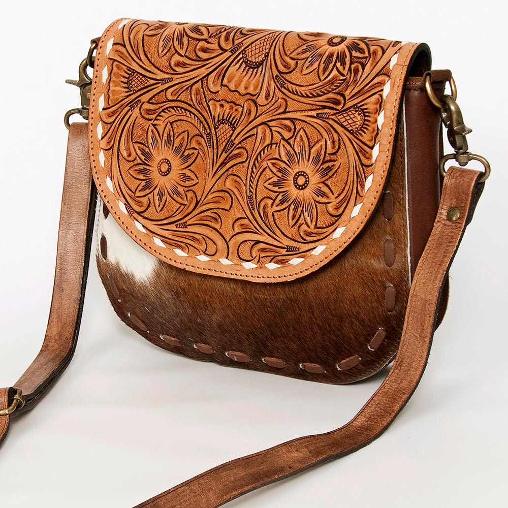 American Darling Messenger Hand Tooled Hair-On Genuine Leather