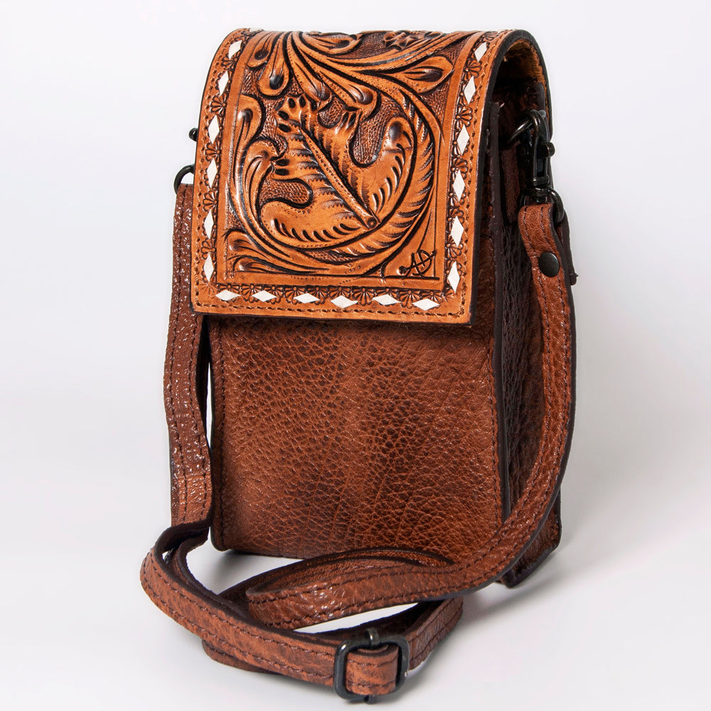 American Darling Cell Phone Holder Hand Tooled Hair-on Genuine Leather
