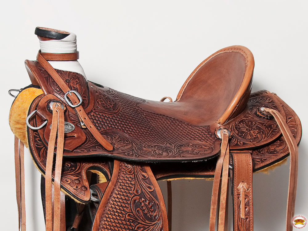 HILASON Western Horse Wade Saddle American Leather Trail Barrel Racing Antique Brown | Hand Tooled