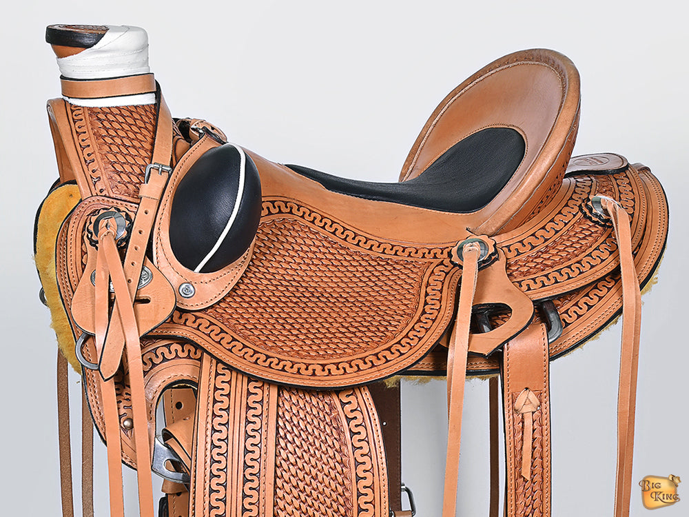 Hilason Western Ranch Roping Leather Saddle — Light Antique Tan