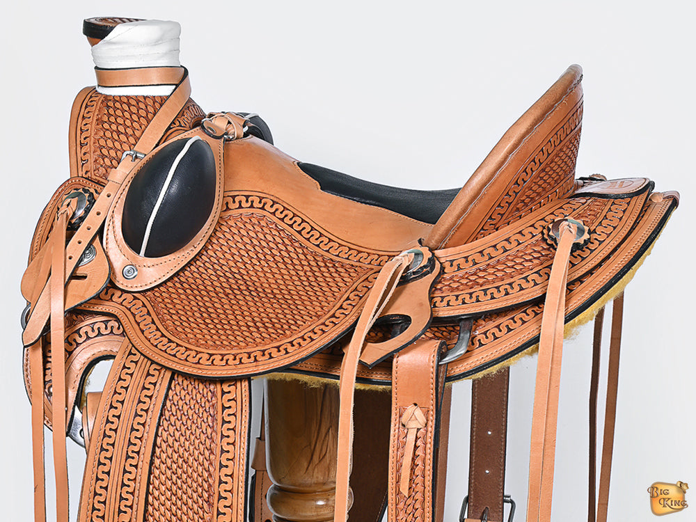 Hilason Western Ranch Roping Leather Saddle — Light Antique Tan