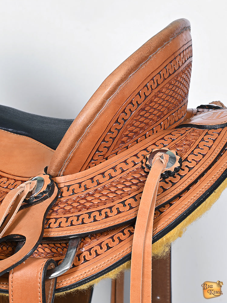 Hilason Western Ranch Roping Leather Saddle — Light Antique Tan