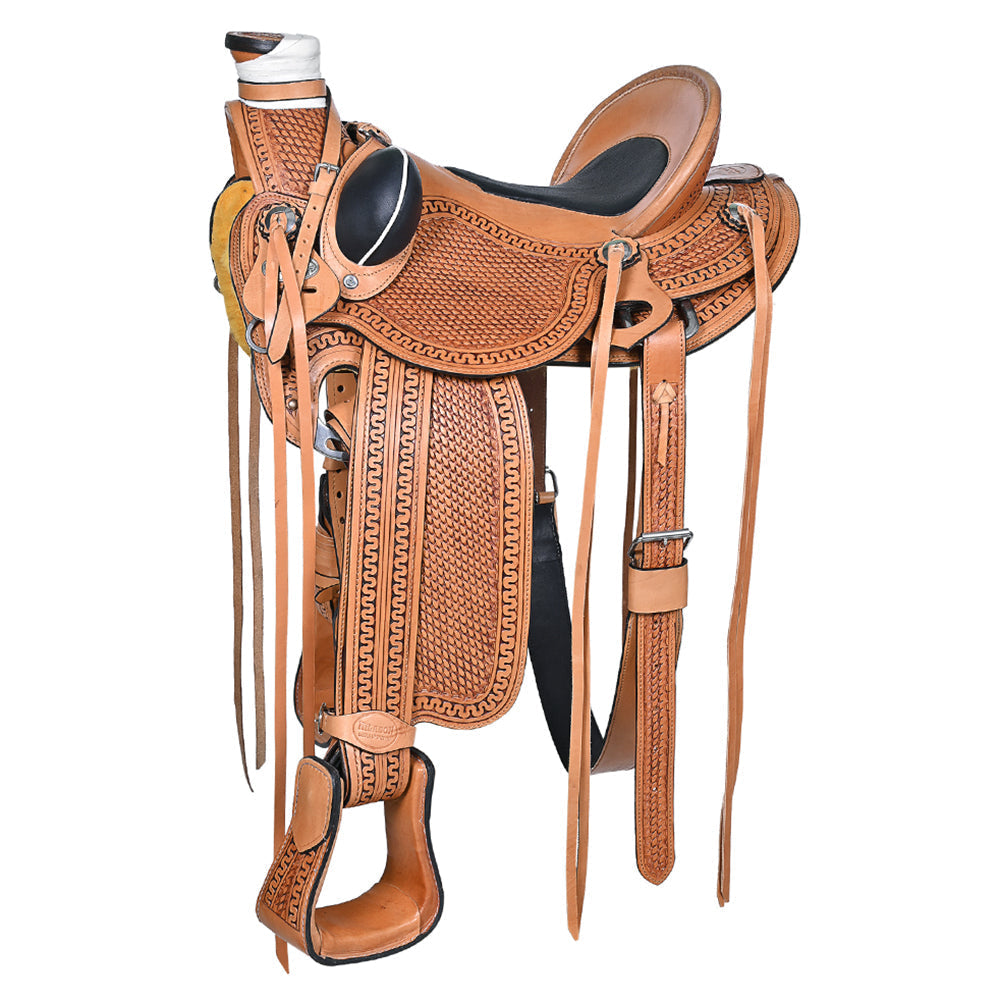 Hilason Western Ranch Roping Leather Saddle — Light Antique Tan