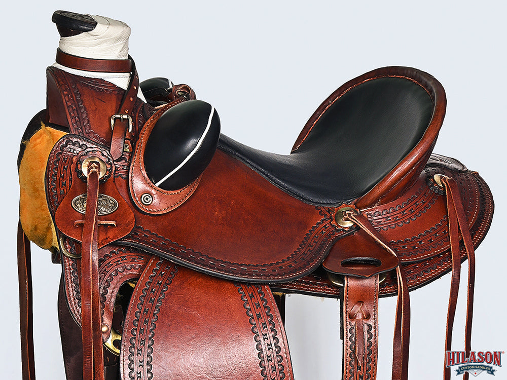 HILASON Western Horse Wade Saddle American Leather Ranch Roping Dark Brown | Hand Tooled & For Horses